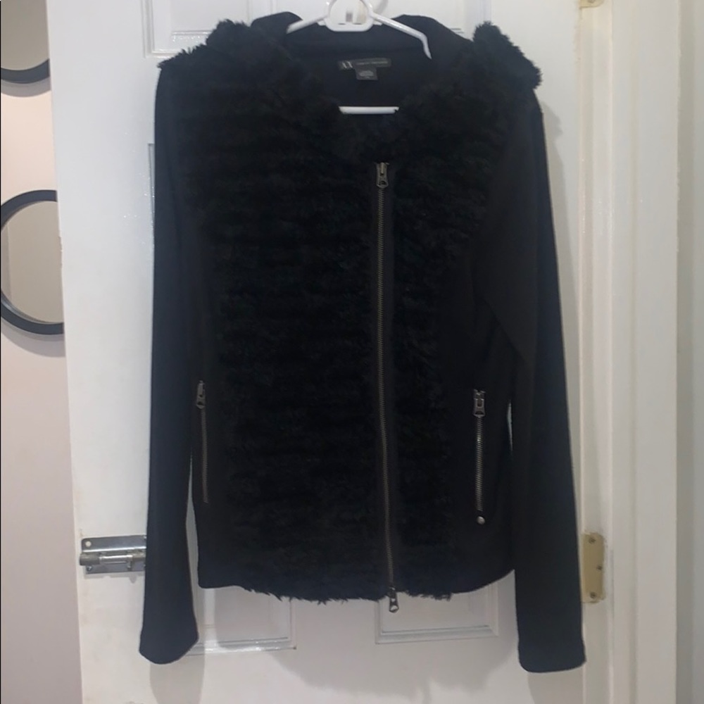 Hooded Armani Fur/Sweater Zip Hoodie